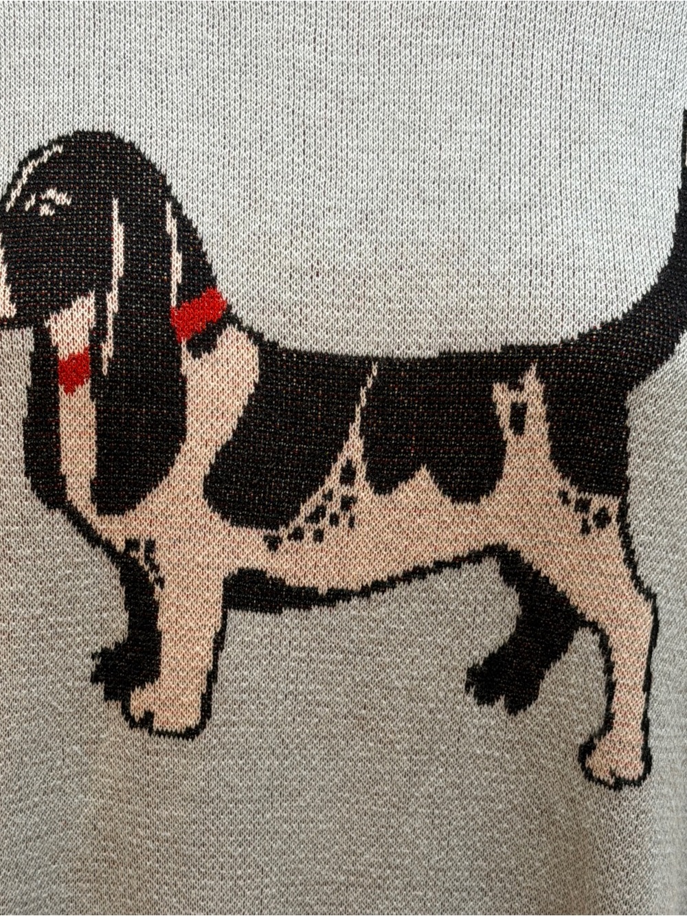 ModCloth Pale Blue Basset Hound Intarsia Knit Sweater Crew Neck - Picture 2 of 12